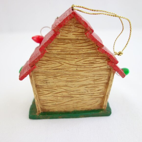 Vintage 90s Yellow Labrador Bobble Head Dog In Dog House Christmas Ornament - Picture 3 of 5